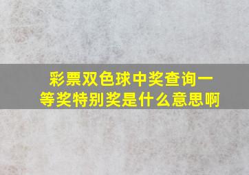 彩票双色球中奖查询一等奖特别奖是什么意思啊