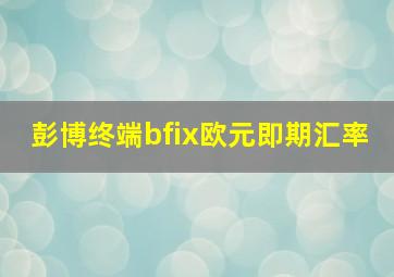 彭博终端bfix欧元即期汇率