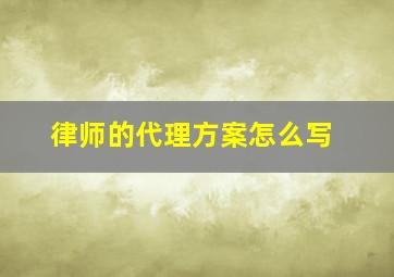 律师的代理方案怎么写