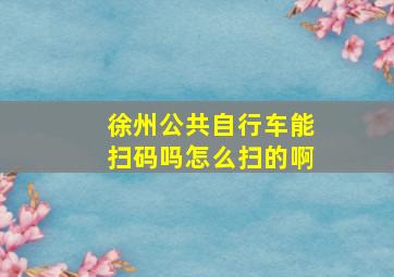 徐州公共自行车能扫码吗怎么扫的啊