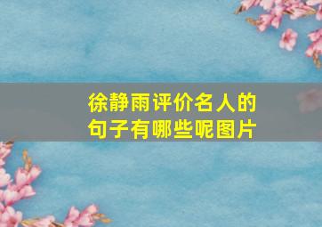 徐静雨评价名人的句子有哪些呢图片