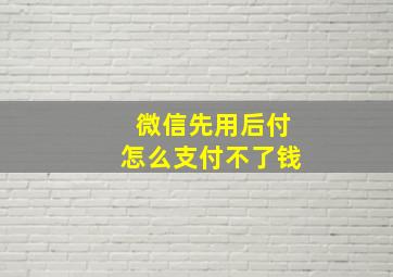 微信先用后付怎么支付不了钱