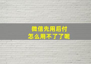 微信先用后付怎么用不了了呢