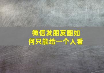 微信发朋友圈如何只能给一个人看