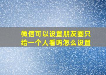 微信可以设置朋友圈只给一个人看吗怎么设置