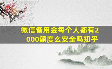 微信备用金每个人都有2000额度么安全吗知乎