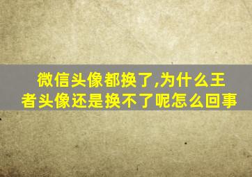 微信头像都换了,为什么王者头像还是换不了呢怎么回事