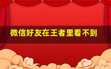 微信好友在王者里看不到