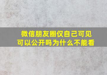 微信朋友圈仅自己可见可以公开吗为什么不能看