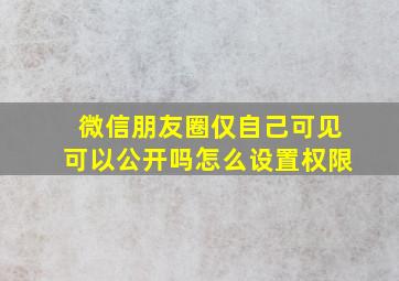 微信朋友圈仅自己可见可以公开吗怎么设置权限