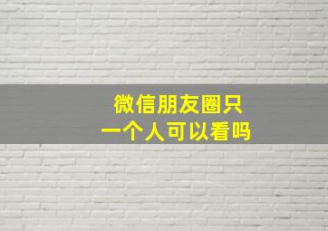 微信朋友圈只一个人可以看吗