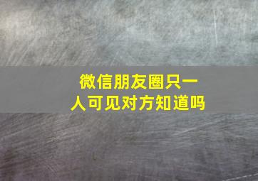 微信朋友圈只一人可见对方知道吗