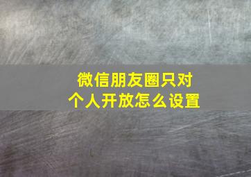 微信朋友圈只对个人开放怎么设置