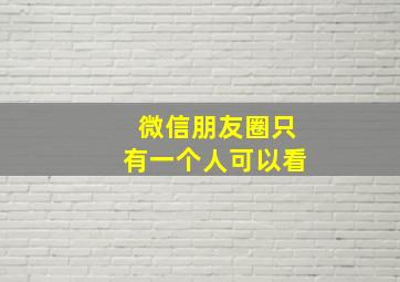 微信朋友圈只有一个人可以看