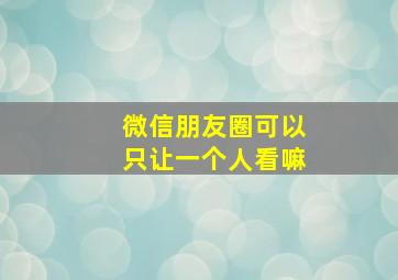 微信朋友圈可以只让一个人看嘛