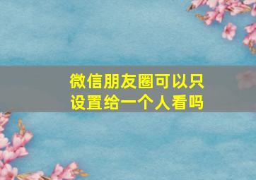 微信朋友圈可以只设置给一个人看吗