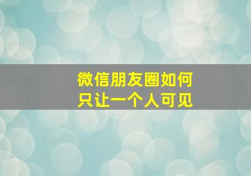 微信朋友圈如何只让一个人可见