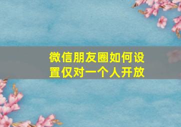 微信朋友圈如何设置仅对一个人开放