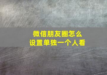 微信朋友圈怎么设置单独一个人看