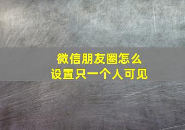 微信朋友圈怎么设置只一个人可见