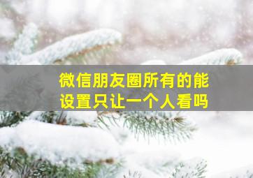 微信朋友圈所有的能设置只让一个人看吗