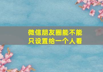 微信朋友圈能不能只设置给一个人看