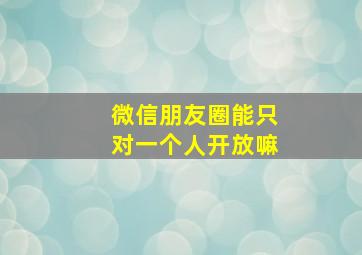 微信朋友圈能只对一个人开放嘛