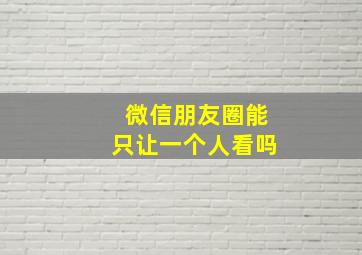 微信朋友圈能只让一个人看吗