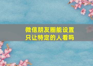 微信朋友圈能设置只让特定的人看吗