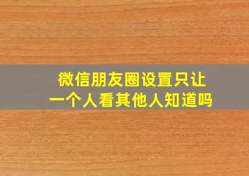 微信朋友圈设置只让一个人看其他人知道吗