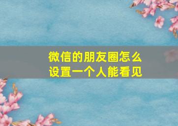 微信的朋友圈怎么设置一个人能看见