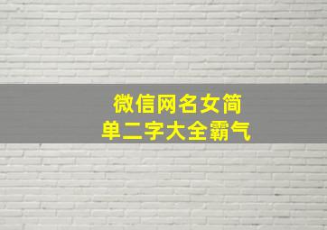 微信网名女简单二字大全霸气