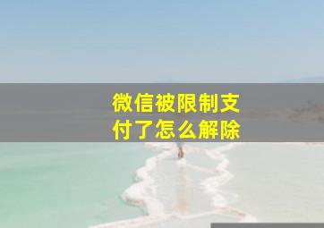 微信被限制支付了怎么解除