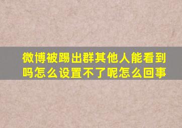 微博被踢出群其他人能看到吗怎么设置不了呢怎么回事