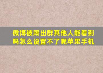 微博被踢出群其他人能看到吗怎么设置不了呢苹果手机