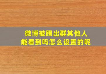 微博被踢出群其他人能看到吗怎么设置的呢