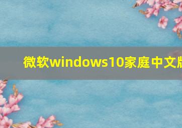 微软windows10家庭中文版