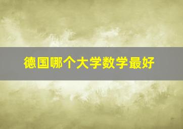 德国哪个大学数学最好