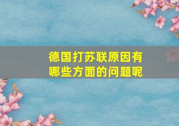 德国打苏联原因有哪些方面的问题呢