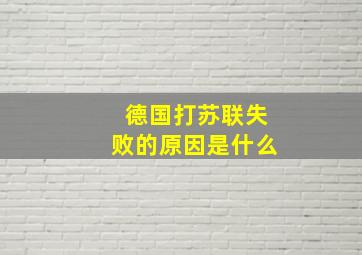 德国打苏联失败的原因是什么