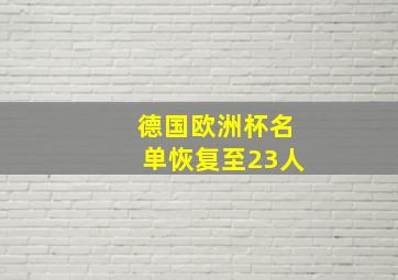 德国欧洲杯名单恢复至23人