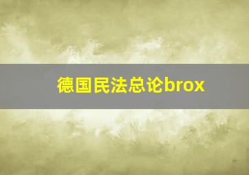 德国民法总论brox