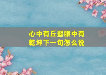 心中有丘壑眼中有乾坤下一句怎么说