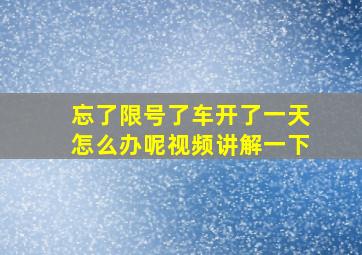 忘了限号了车开了一天怎么办呢视频讲解一下