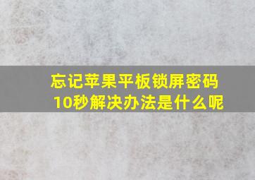 忘记苹果平板锁屏密码10秒解决办法是什么呢