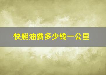 快艇油费多少钱一公里