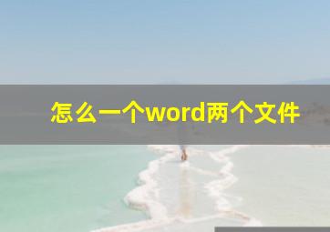 怎么一个word两个文件