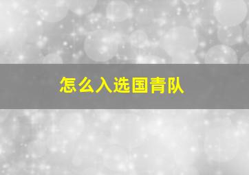 怎么入选国青队