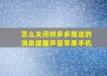 怎么关闭拼多多推送的消息提醒声音苹果手机