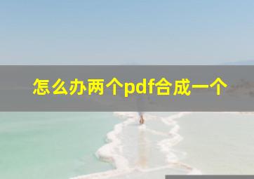 怎么办两个pdf合成一个